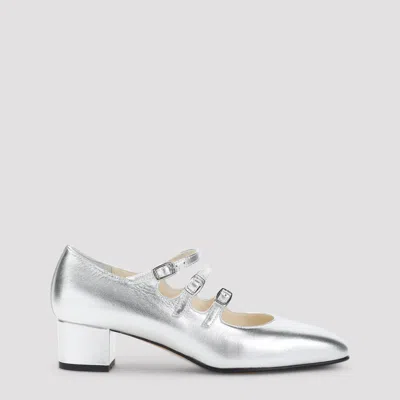 Carel Paris Argent Leopard Kina Mary Jane Patent Leather Pumps In Silver