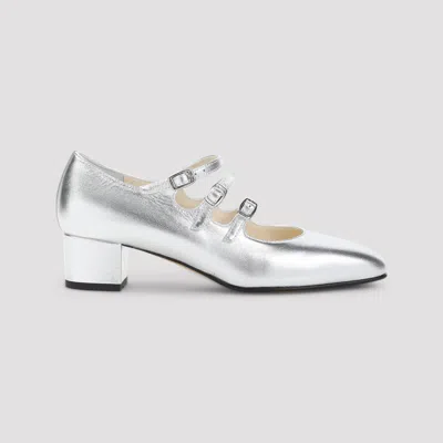 Carel Paris Argent Leopard Kina Mary Jane Patent Leather Pumps In Silver