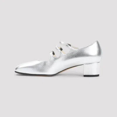 Carel Paris Argent Leopard Kina Mary Jane Patent Leather Pumps In Silver