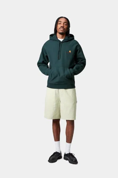 Carhartt Wip Hooded American Script Sweat In Green
