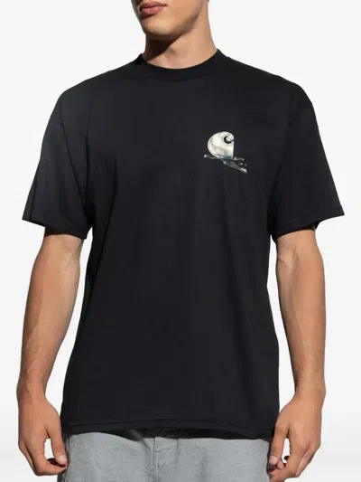Carhartt Wip Ss Jake Garcia Martini Print Organic Cotton T Shirt In Black