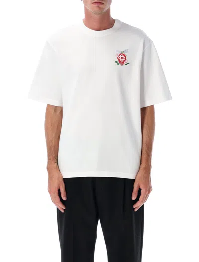 Casablanca White Dragonfly Floral Oversized T-shirt In Neutral