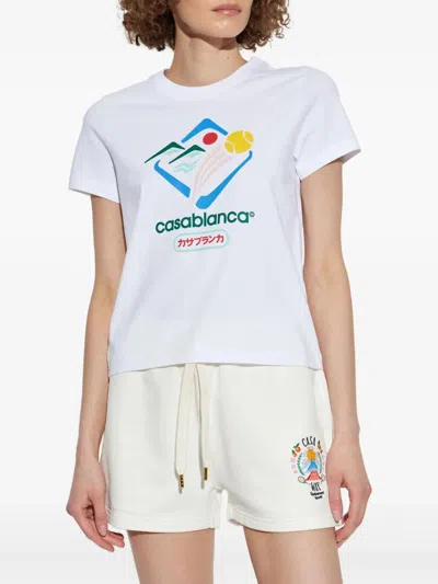 Casablanca Mountain Sports Cropped T-shirt In White