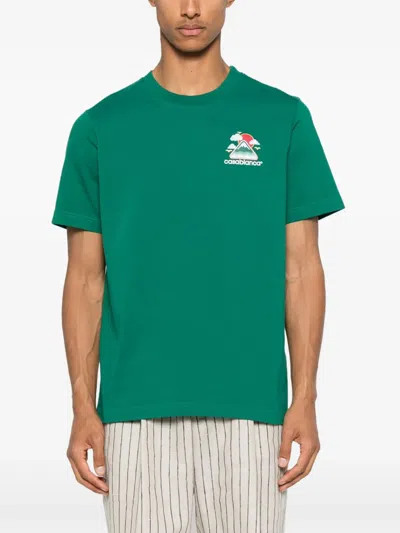 Casablanca Montagne Ondulee Crewneck T-shirt In Green