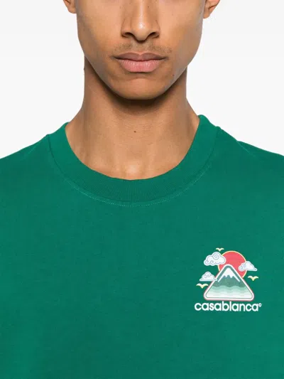 Casablanca Montagne Ondulee Crewneck T-shirt In Green