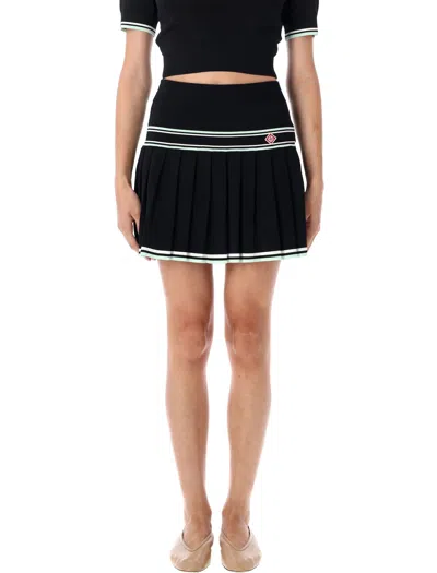 Casablanca Pleated Skirt With Stripes In Black