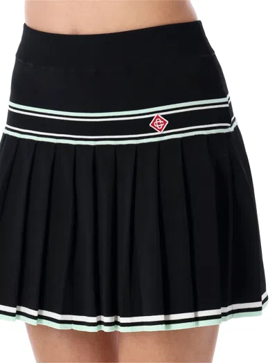 Casablanca Pleated Skirt With Stripes In Black