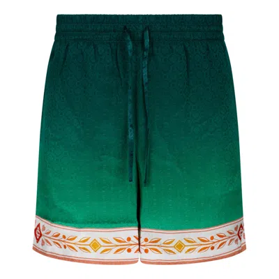 Casablanca Silk Blend Shorts In Green