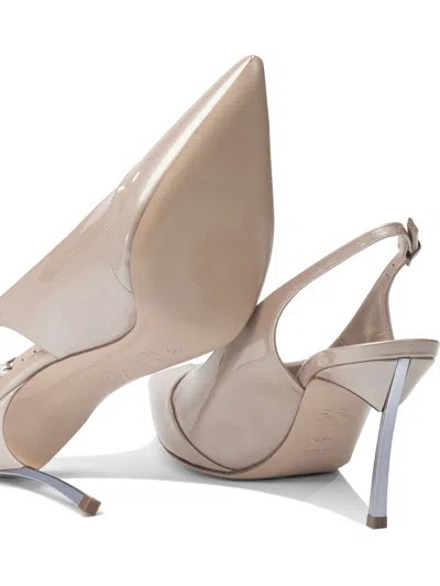 Casadei 80mm Samurai Blade Slingback Pumps In Neutral