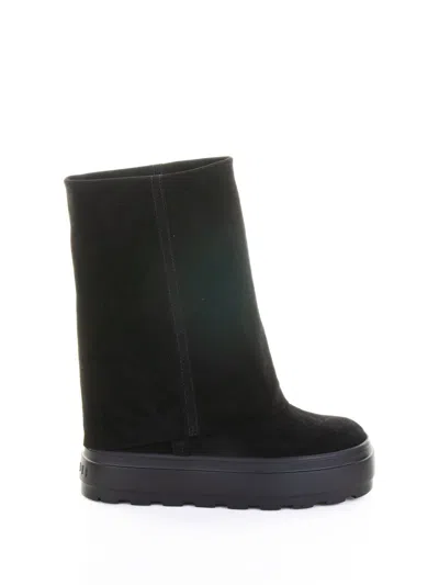 Casadei Ankle Boots Suede Finish Platform Sole In Black