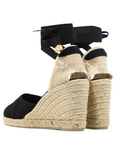 Castaã±er Carina 80mm Ankle-tie Wedge Sandals In Black