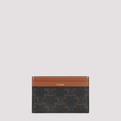 Celine Brown Medium Canvas Credit Card Case In Multi