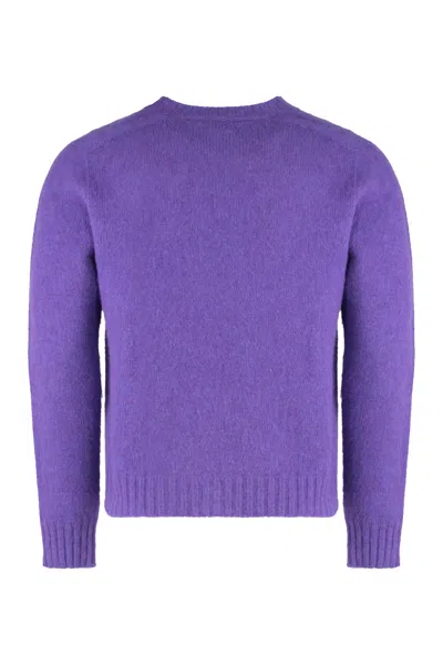 Celine Crew Neck Sweater In Shetland Wool In Purple