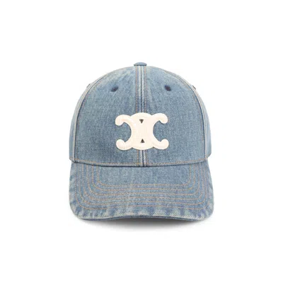 Celine Triumph Cap With Curved Brim And Vents In Blue