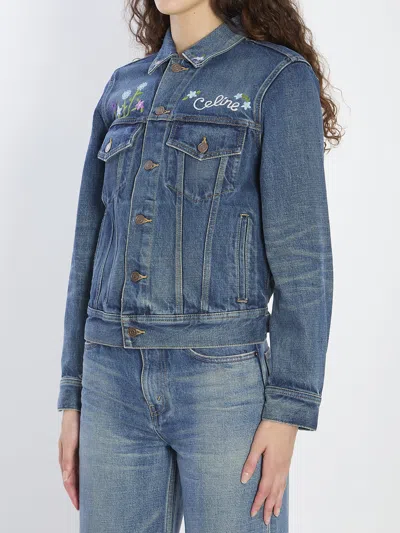 Celine Vintage Inspired Denim Jacket Pockets In Blue