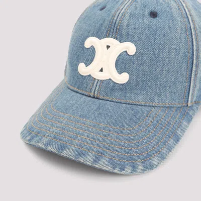 Celine Triumph Cap With Curved Brim And Vents In Blue