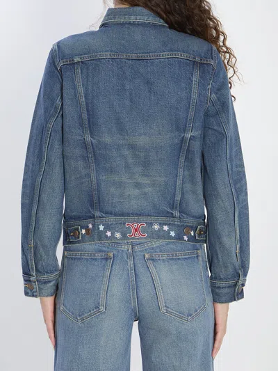 Celine Vintage Inspired Denim Jacket Pockets In Blue