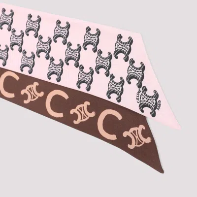 Celine Silk Lavalliere Scarf Graphic Print Slim In Red