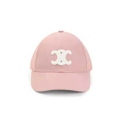 Celine Pink Cotton Triomphe Baseball Hat In Pink