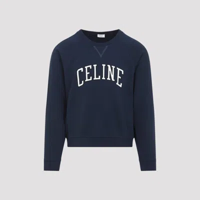 Celine Regular Sweatshirt In Brushed Cotton Fabric In Blue