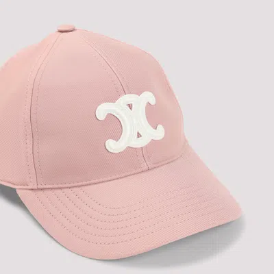 Celine Pink Cotton Triomphe Baseball Hat In Pink