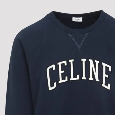 Celine Regular Sweatshirt In Brushed Cotton Fabric In Blue
