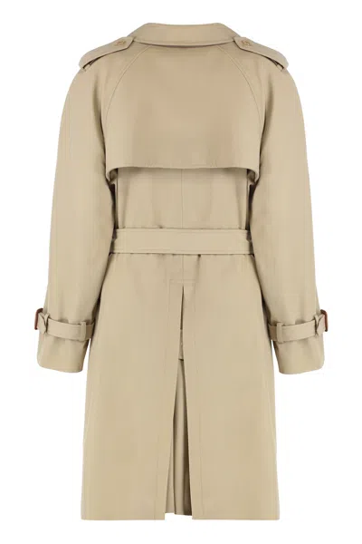 Celine Trench Coat In Mixed Cotton In Neutral