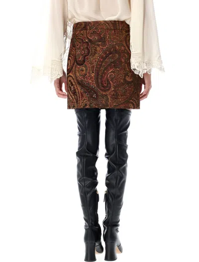 Chloé Mini Skirt With Jacquard Pattern In Multi