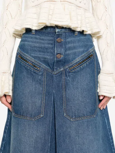 Chloé Knee-length Skirt In Washed Blue Denim In Blue