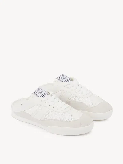 Chloé Kick Mesh And Leather Low-top Mule Sneakers In White
