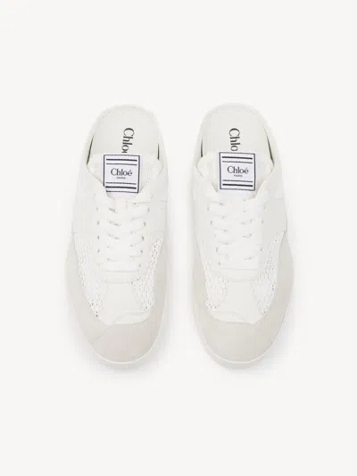 Chloé Kick Mesh And Leather Low-top Mule Sneakers In White