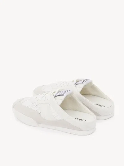 Chloé Kick Mesh And Leather Low-top Mule Sneakers In White