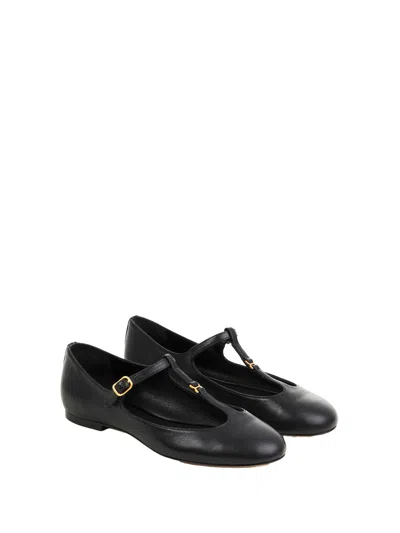 Chloé Chloe Leather Marcie Ballerina Flats In Black