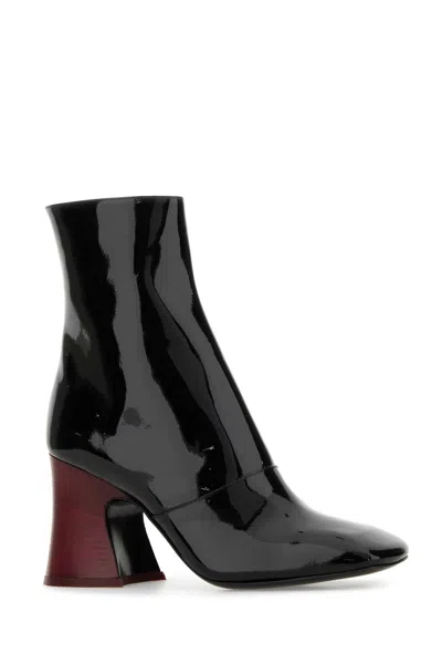 Chloé Black Leather Ankle Boot In Black