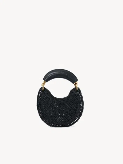 Chloé Mini Summer Banana Hobo Bag In Black Crochet With Leather Details Women