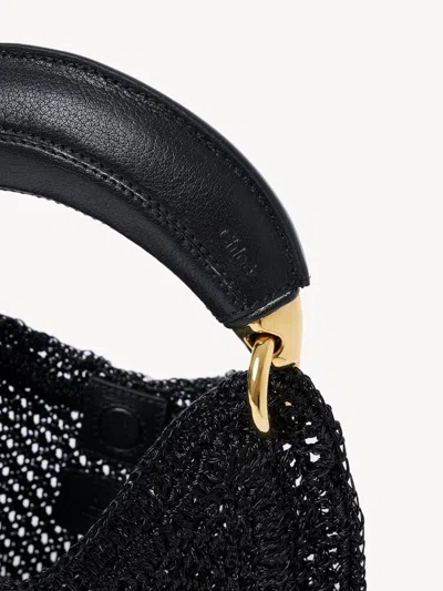Chloé Mini Summer Banana Hobo Bag In Black Crochet With Leather Details Women