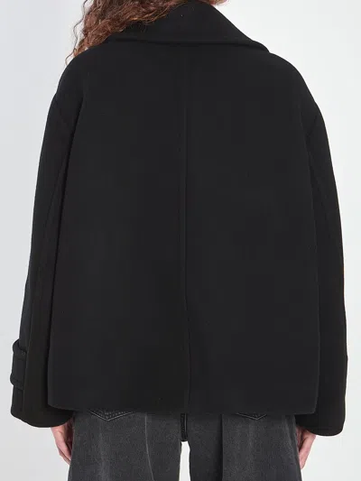 Chloé Overszied Double-breasted Wool-blend Jacket In Black