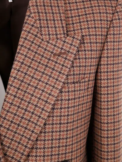 Chloé Double-breasted Houndstooth Wool Blazer In Brown