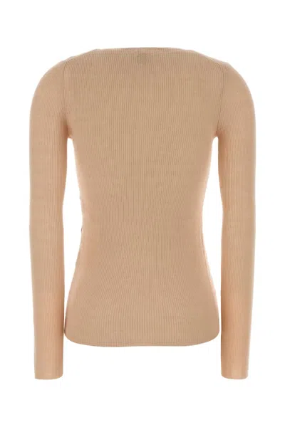 Chloé Wool V-neck Henley Top In Neutral