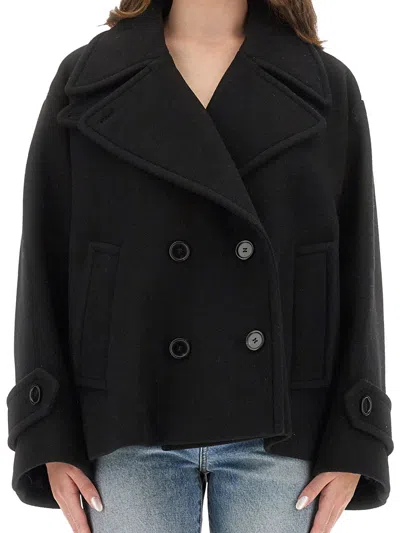 Chloé Overszied Double-breasted Wool-blend Jacket In Black
