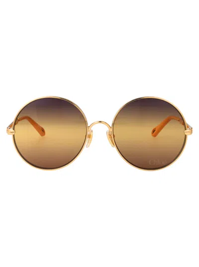 Chloé Chloe Round Sunglasses Ch0321 S 001 In Gold