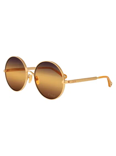 Chloé Chloe Round Sunglasses Ch0321 S 001 In Gold