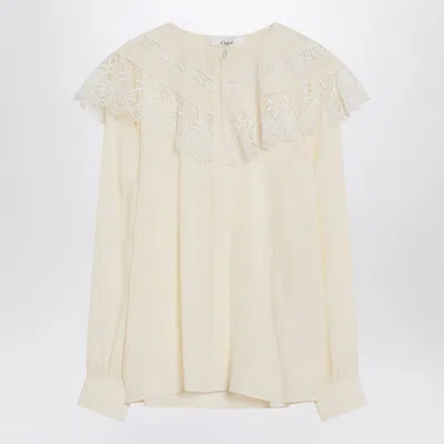 Chloé Cream Crepe Blouse In Neutral