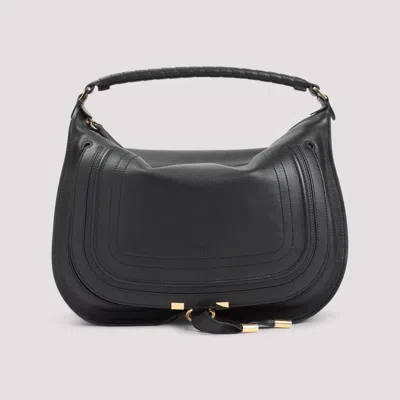 Chloé Black Leather Marcie Shoulder Bag In Black