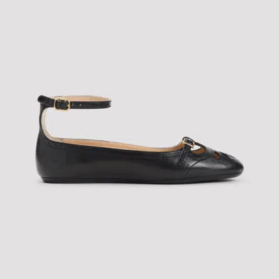 Chloé Misty Lambskin Ballerinas With Buckle In Black