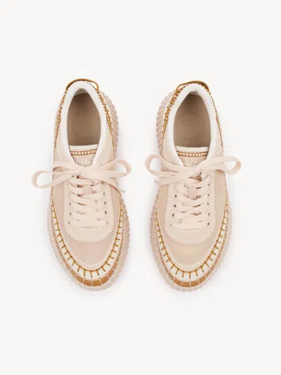Chloé Pink Suede Nama Sneakers In White