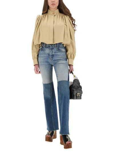 Chloé Patchwork Denim Jeans In Blue