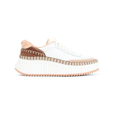 Chloé Peach Platform Sole Rubber Sole Lace-up  Sneakers