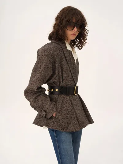 Chloé Double-breasted Herringbone Oversized Peplum Coat