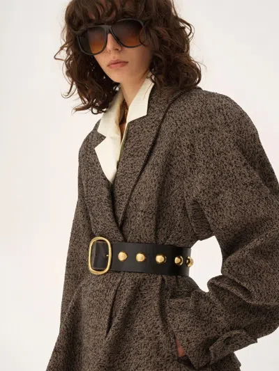 Chloé Double-breasted Herringbone Oversized Peplum Coat